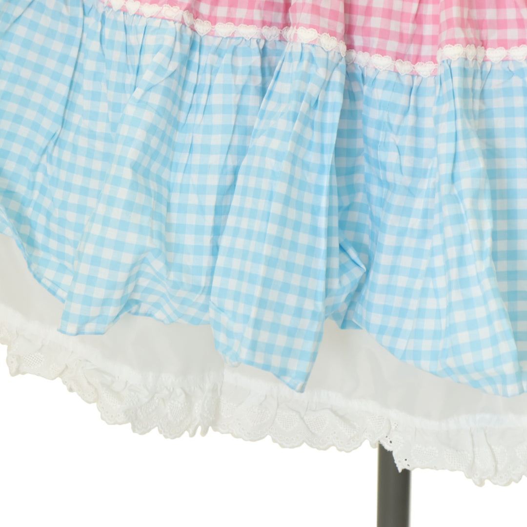 USED】ギンガム配色肩リボンジャンパースカート | Angelic Pretty 