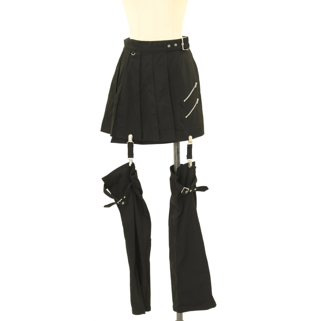 美品　希少　PEACE NOW プリーツミニスカート　ブラック USED】【PEACE NOW/Mサイズ】レッグウォーマー付きプリーツミニ