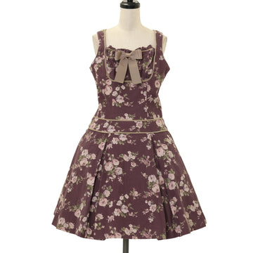 週末限定値下げ コルネット Cornet 別珍ジャンパースカート ハードチュール SLAP SLIP 【お揃い】千鳥格子小花柄コールテンサイド切り替え肩フリル