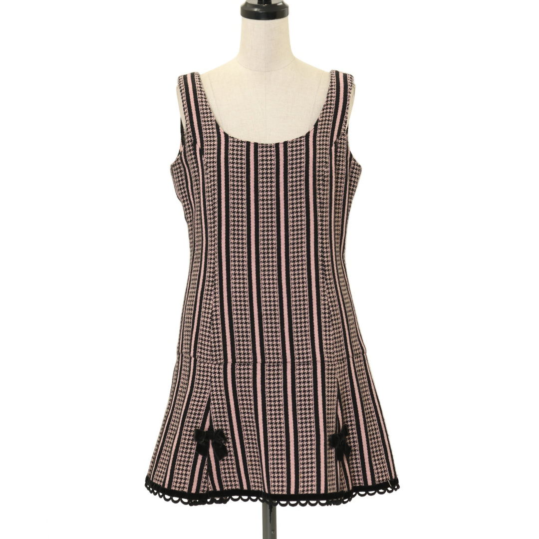 USED】千鳥＆ストライプノースリーブワンピース | Emily Temple cute