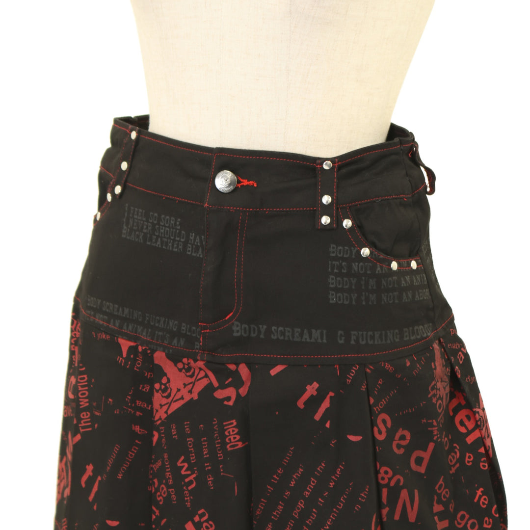エイチナオト　H anarchyプリーツミニスカート USED】ANARCHY 英字プリントプリーツミニスカート | h.NAOTO