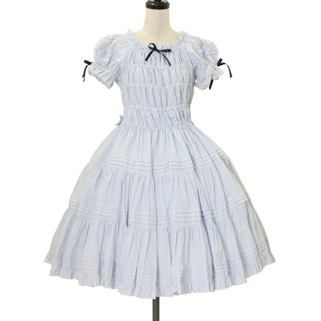 USED】ストライプ柄シャーリングワンピース | PhysicalDrop | ロリータ