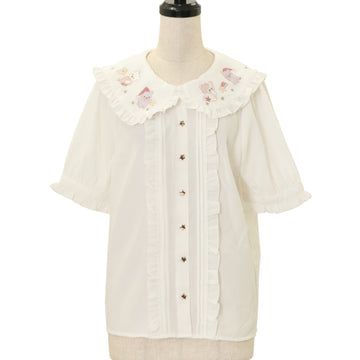 USED】【PEACE NOW/Mサイズ】ヨークリボンフリルストライプブラウス