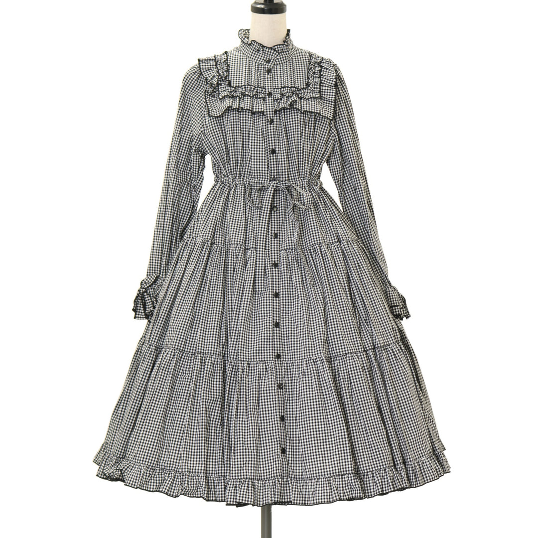 USED】スタンドカラーワンピース【黒ギンガム】 | PhysicalDrop