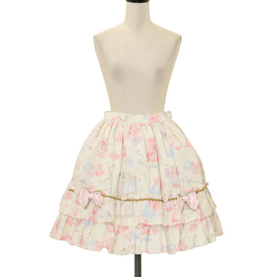 USED】青薔薇3段ティアードスカート(48cm丈/Blue rose x black) | Moi