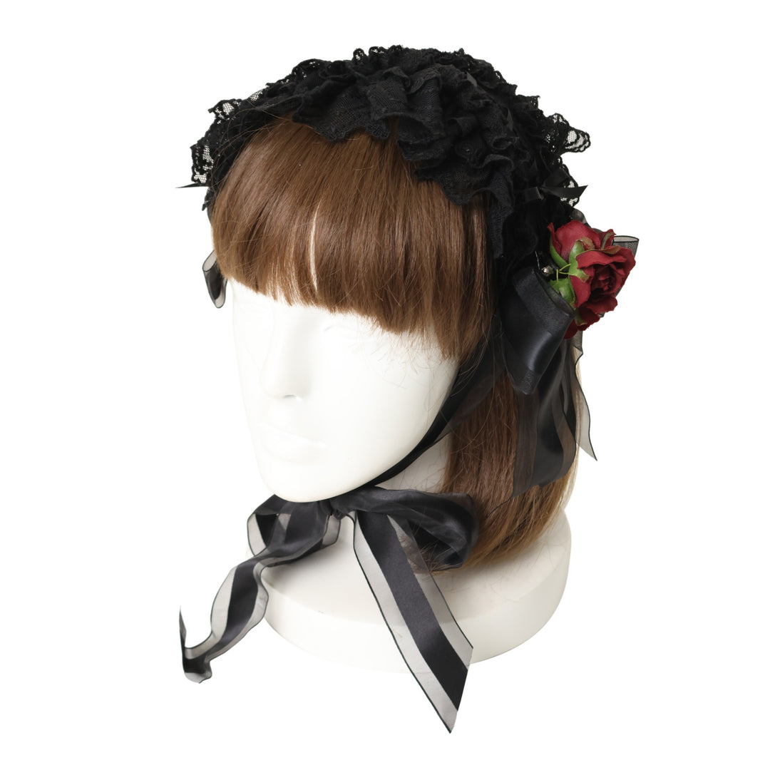 USED】エアリーローズヘッドドレス（ブラック×ボルドー） | ALICE and