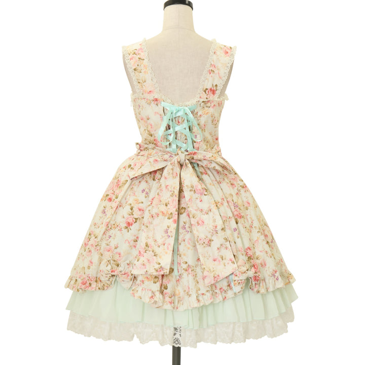 RT-197904　メタモルフォーゼ　花柄シフォンフリルジャンパースカート USED】花柄シフォンフリルジャンパースカート | metamorphose