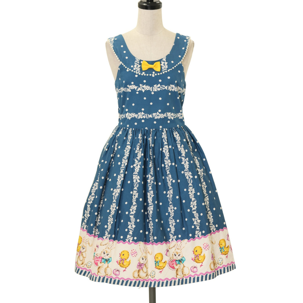 USED】【160cm】イースタープリントノースリーブワンピース | Shirley
