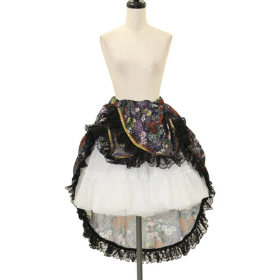 USED】青薔薇3段ティアードスカート(48cm丈/Blue rose x black) | Moi