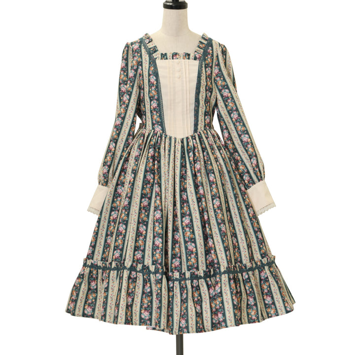 USED】【axes femme kawaii/Mサイズ】ストライプローズ柄ワンピース