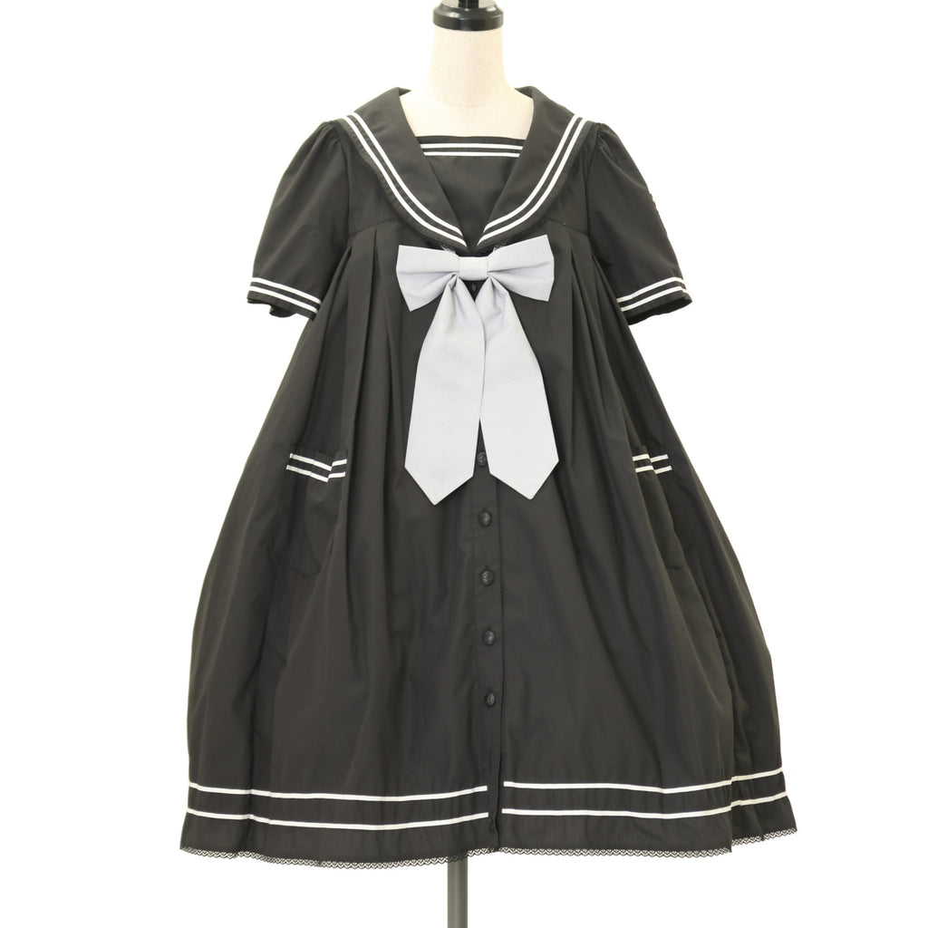 【旧タグ】angelicpretty♡ワッペンブローチ付き♡セーラーブラウス♡ USED】セーラーリボンタイシャツワンピース（ワッペン付