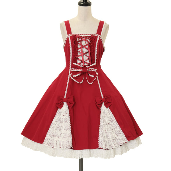 USED】レースアップ裾フリルジャンパースカート | Angelic Pretty