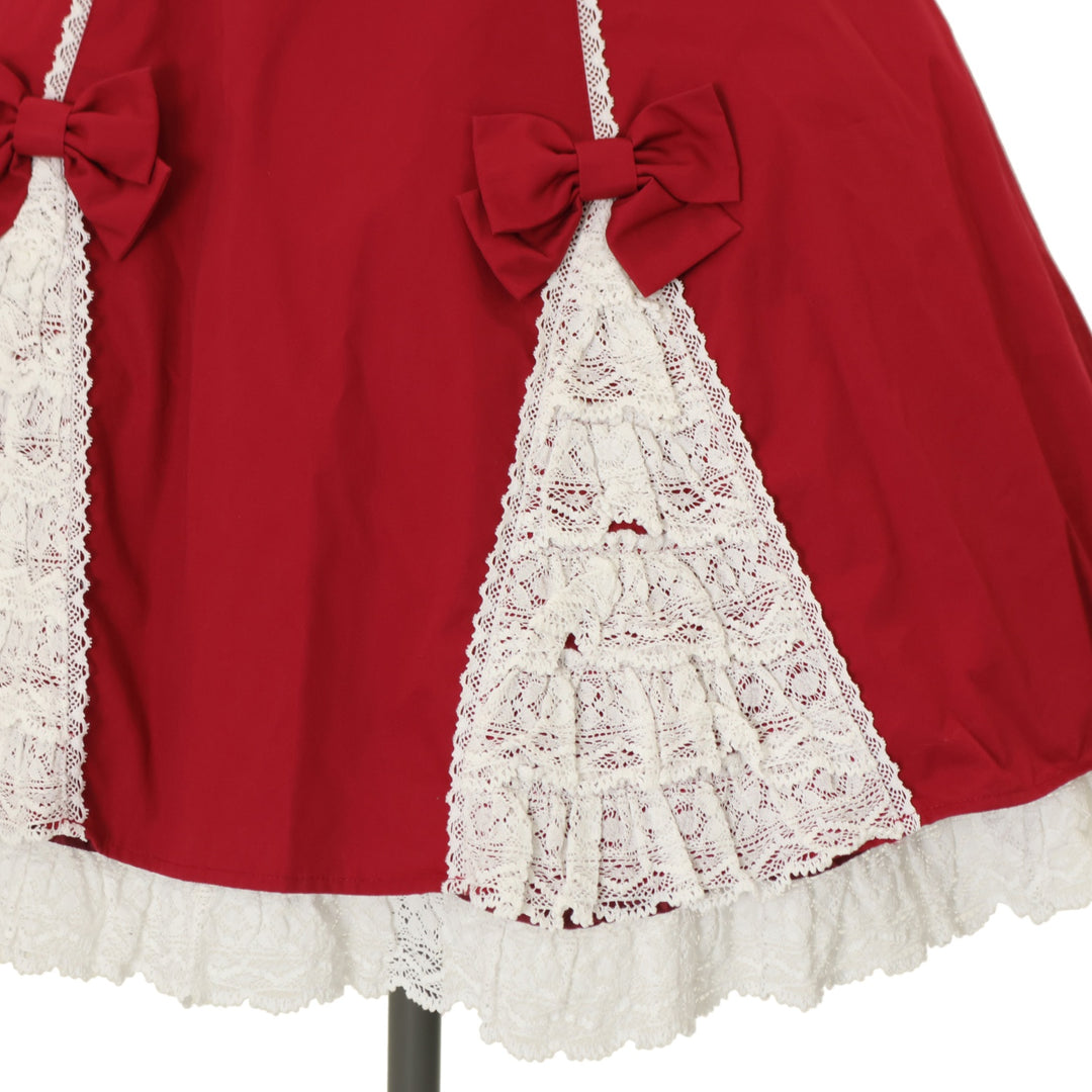 Angelic Pretty レースアップ裾フリルジャンパースカート USED】レースアップ裾フリルジャンパースカート | Angelic Pretty