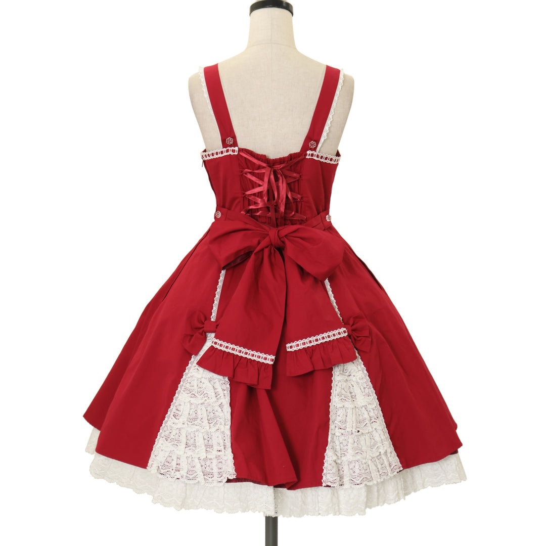 Angelic Pretty レースアップ裾フリルジャンパースカート USED】レースアップ裾フリルジャンパースカート | Angelic Pretty