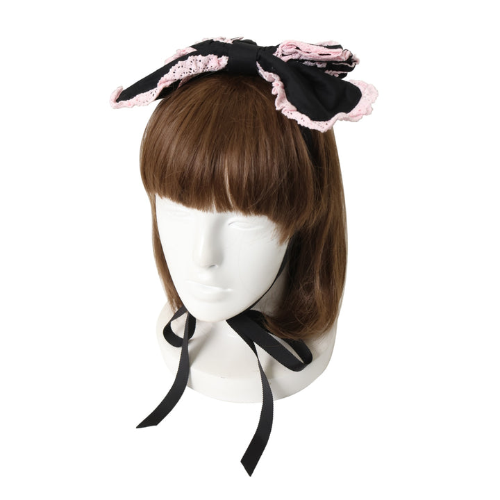 USED】シャン・ドゥ・フルールリボンヘッドドレス(黒×ピンク) | BABY