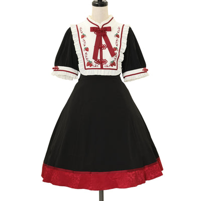 USED】【Mサイズ】木漏れ日の中の鈴蘭ワンピース（ダークグリーン