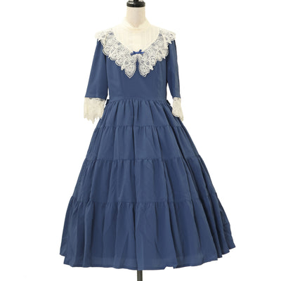 USED】【Mサイズ】木漏れ日の中の鈴蘭ワンピース（ダークグリーン