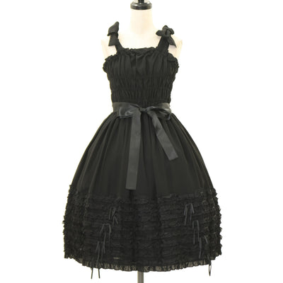 花鳥風月 乙女のはなごろも プリーツジャンパースカート黒紅(Black)新