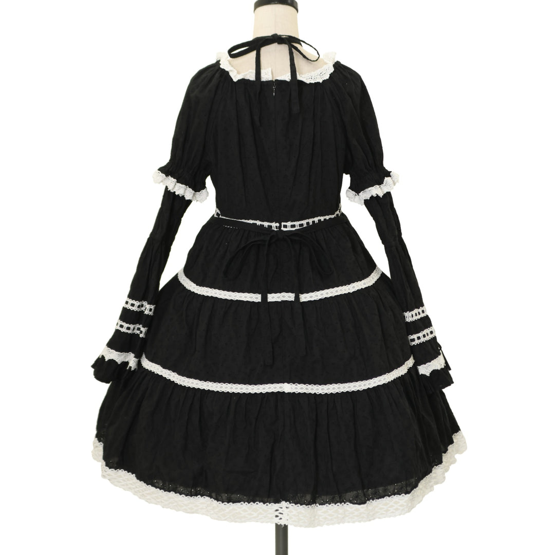 USED】はわせドールワンピース＆ヘッドドレスセット（黒×オフ白