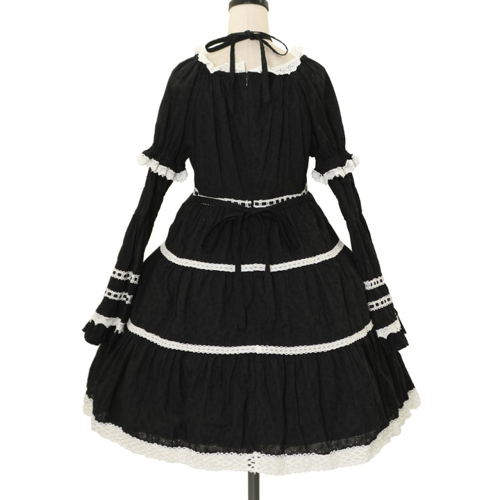 はわせドールワンピース&ヘッドドレス 黒×オフ白 USED】はわせドールワンピース＆ヘッドドレスセット（黒×オフ白