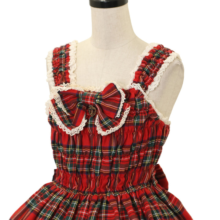 USED】ロイヤルタータンシャーリングプリンセスジャンパースカート