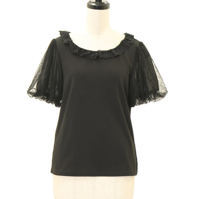 USED】Blood 胸元編上げフレアスリーブカットソー | h.NAOTO