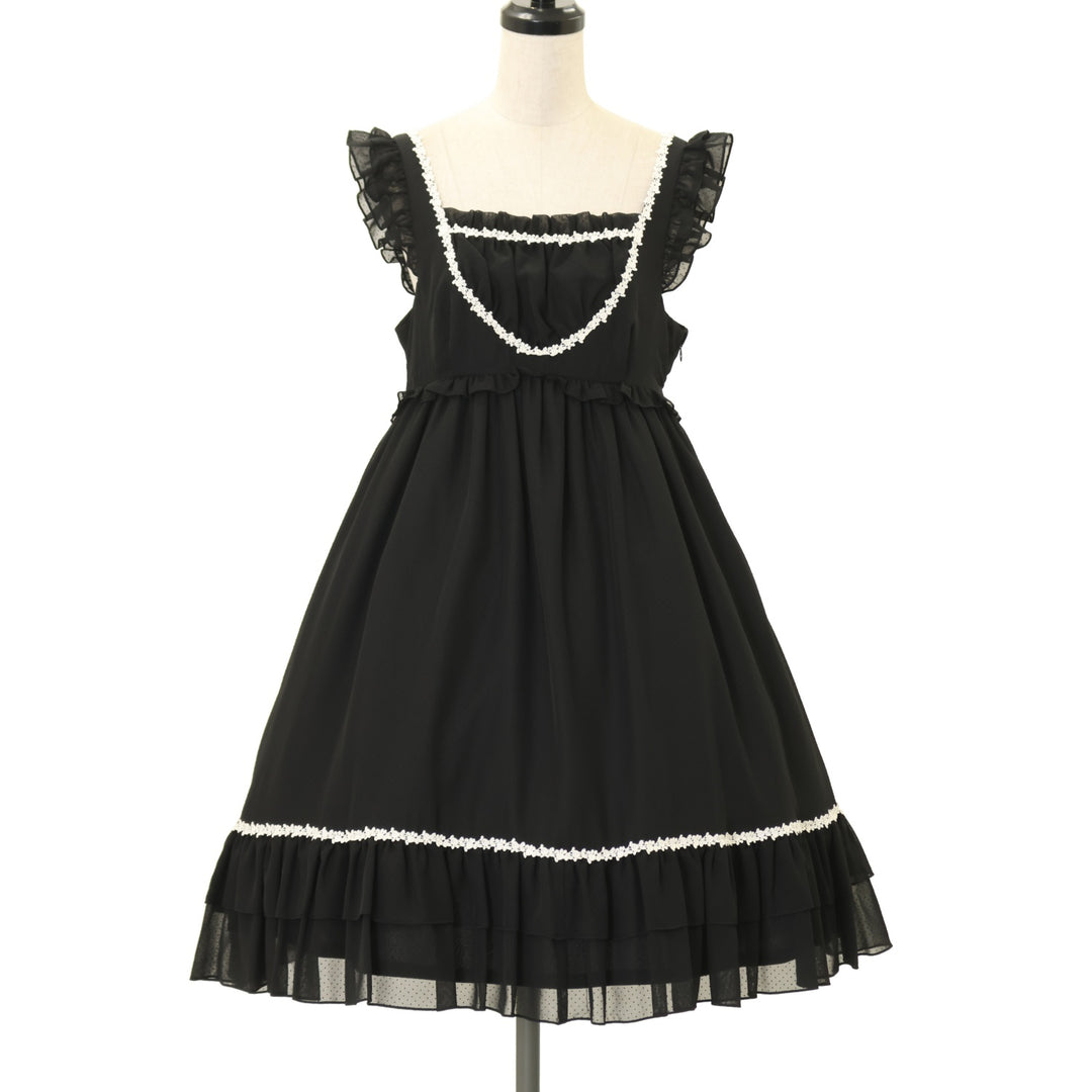 USED】【サイズ2】ドットフロッキージャンパースカート(Black × White