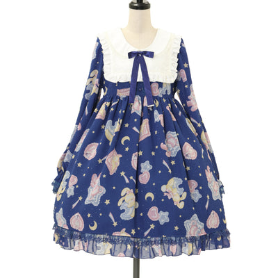 USED】クロスアーチカトリーヌワンピース(5分袖/黒×青) | Moi-même