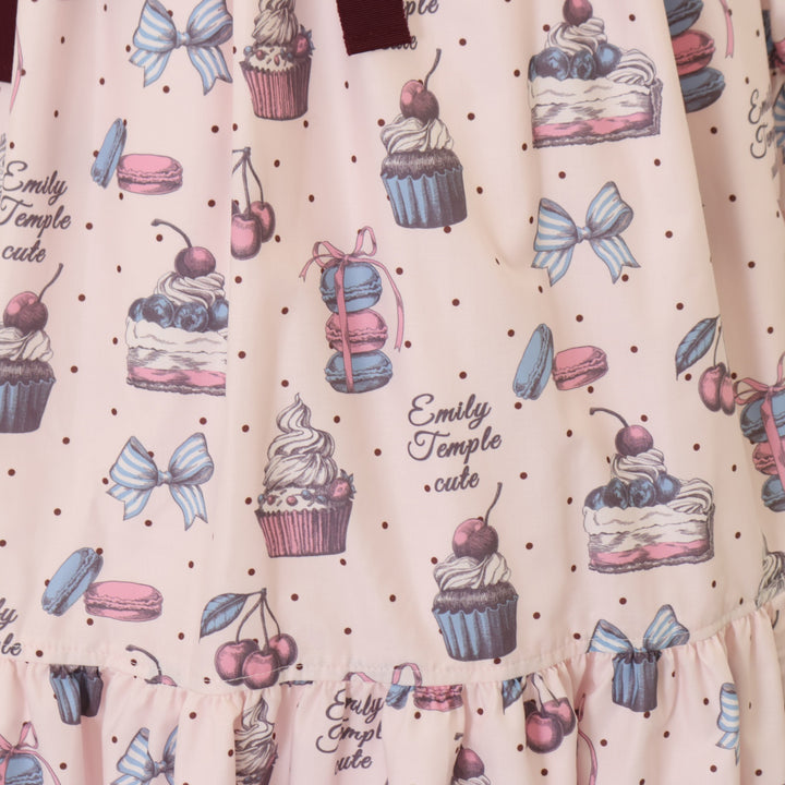 Emily Temple cute Cute カップケーキ＆カトラリープリントワンピース