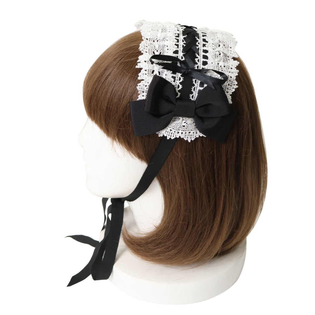 USED】はしごレースのスピンドールヘッドドレス（黒×オフ白） | BABY