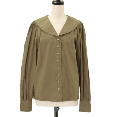 USED】【9号】ダイヤ柄サテンジャガードブラウス(サックス×白) | Moi