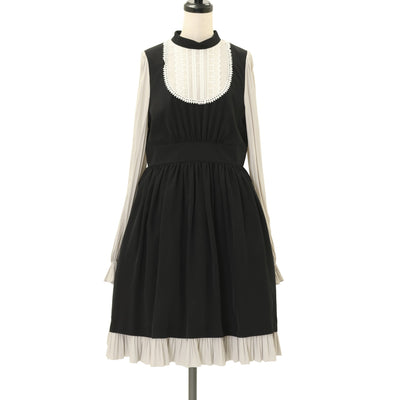 USED】クロスアーチカトリーヌワンピース(5分袖/黒×青) | Moi-même