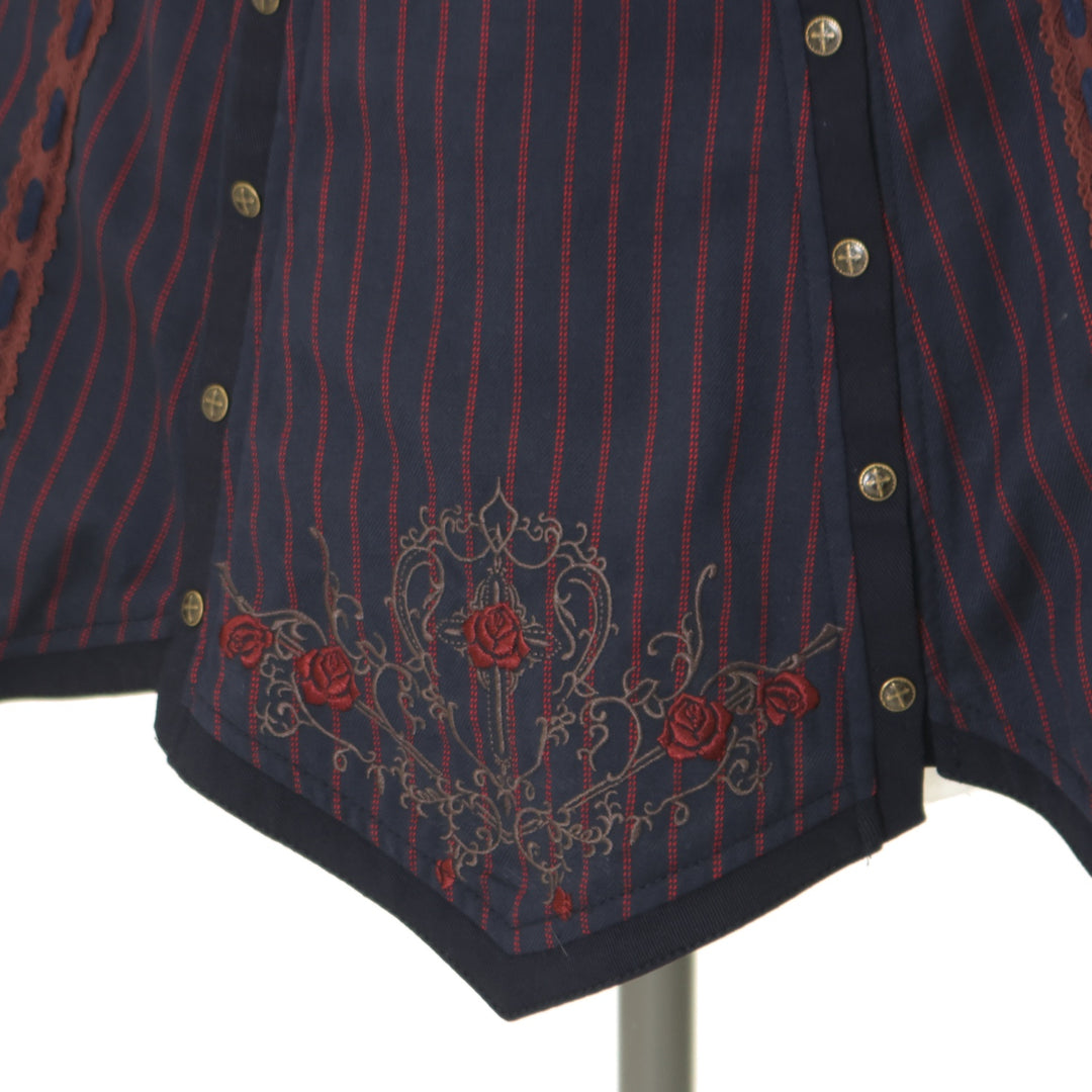 USED】ONESTE 薔薇刺繍ストライプオーバースカート | Ozz On