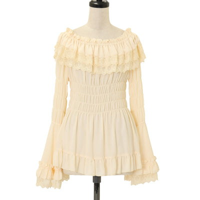 USED】【Sサイズ】オリジナルローズレーススクエアーブラウス