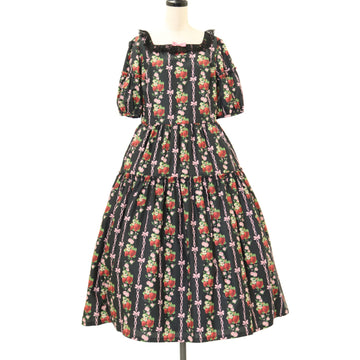 USED】【Mサイズ】フローラツイルチェックドレス（ネイビー×ホワイト