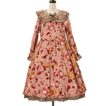 USED】【Mサイズ】フローラツイルチェックドレス（ネイビー×ホワイト