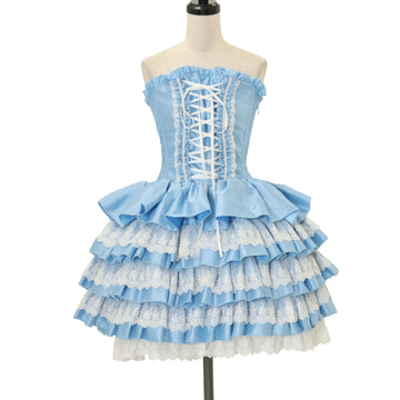 USED】カメオタイ付きクラシカルバッスルリボンワンピース +レイヤード