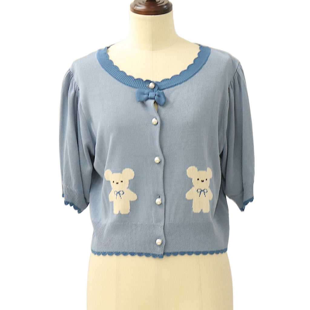 USED】クマ柄半袖ニットカーデ | axes femme kawaii | ロリータ