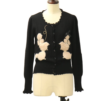 USED】お花飾りレースクロスベロアワンピース | Emily Temple cute