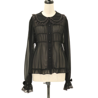 USED】【White/Mサイズ】スタンドカラーリボンブラウス | Innocent