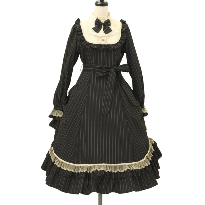 ヴィクトリアンメイデン／エコールストライプ クラシカルドールロングドレス USED】エコールストライプクラシカルドールロングドレス | Victorian