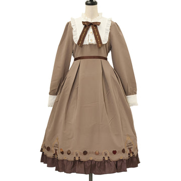 USED】お花飾りレースクロスベロアワンピース | Emily Temple cute