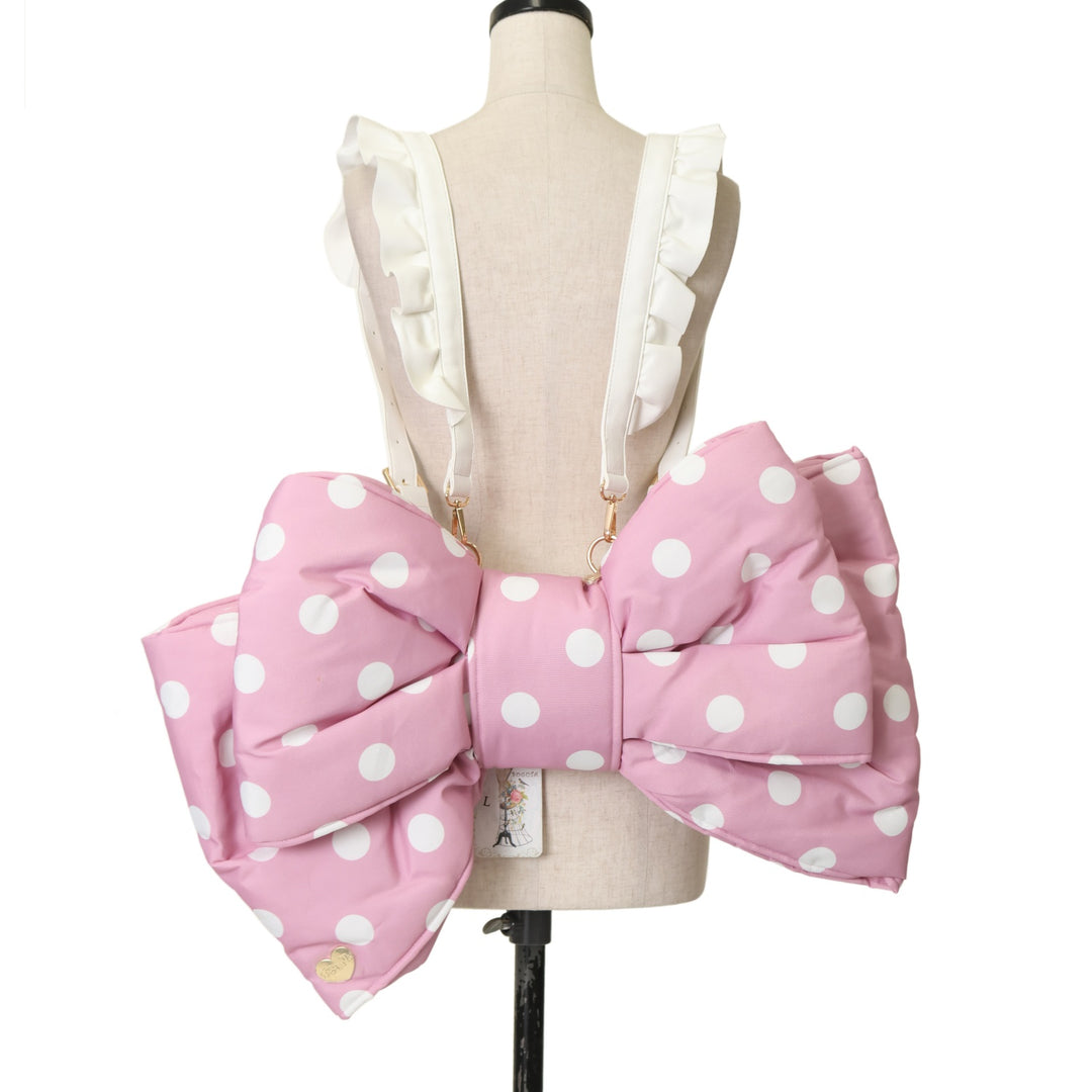 USED】【BOGUTA/Lサイズ】リボンウエストバッグ (ピンク×ホワイト