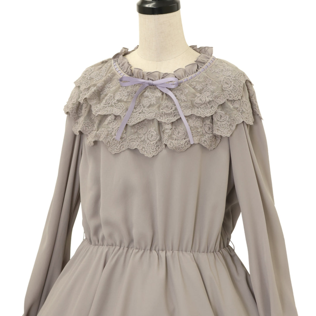 USED】【Vallée lys】ラッフルカラーレースワンピース | ATELIER