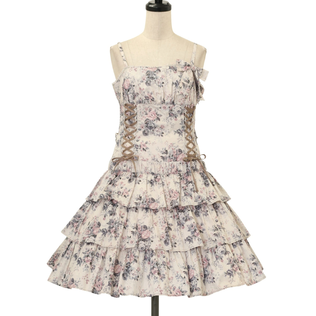 3/8まで限定値下げ！victorian maiden ロココブーケジャンスカ Rococo Bouquet Print Frill JSK by Victorian Maiden