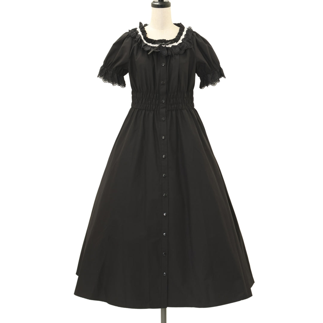 USED】逆十字綿レース前あきワンピース(Black×White) | Moi-même USED】逆十字綿レース前あきワンピース(Black×White) | Moi-même