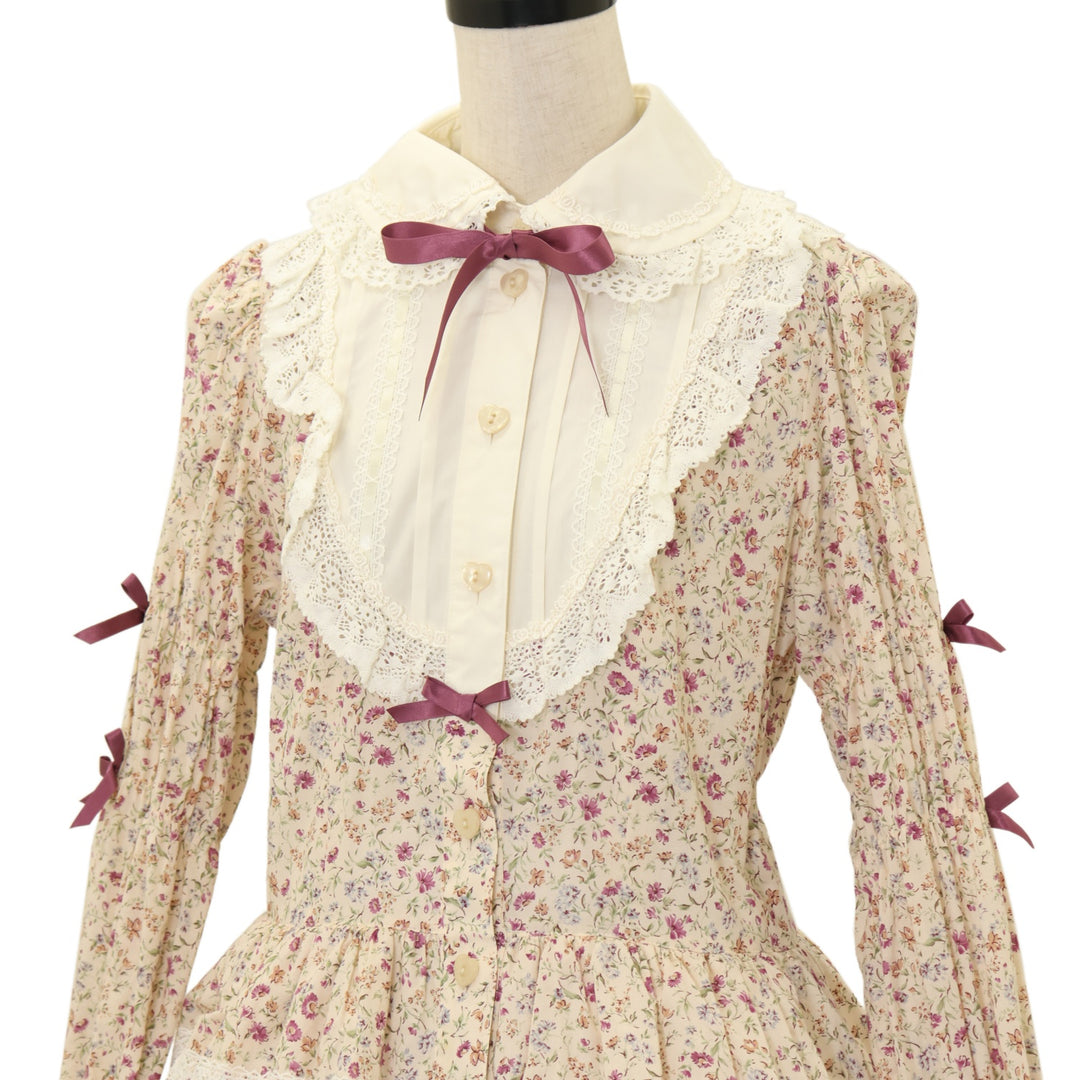 USED】【Lサイズ】コッツウォルズの花々ワンピース(ラベンダーピンク