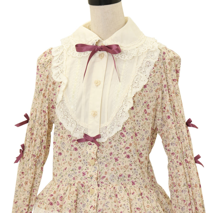 USED】【Lサイズ】コッツウォルズの花々ワンピース(ラベンダーピンク