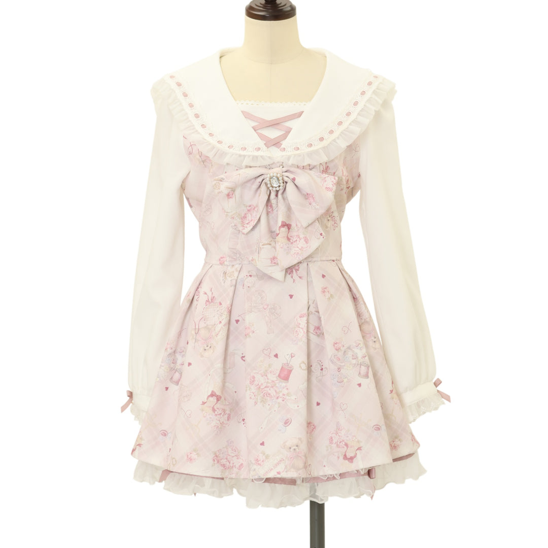 USED】Sewing Bear柄セットアップ | LIZ LISA | ロリータ USED】Sewing Bear柄セットアップ | LIZ LISA | ロリータ