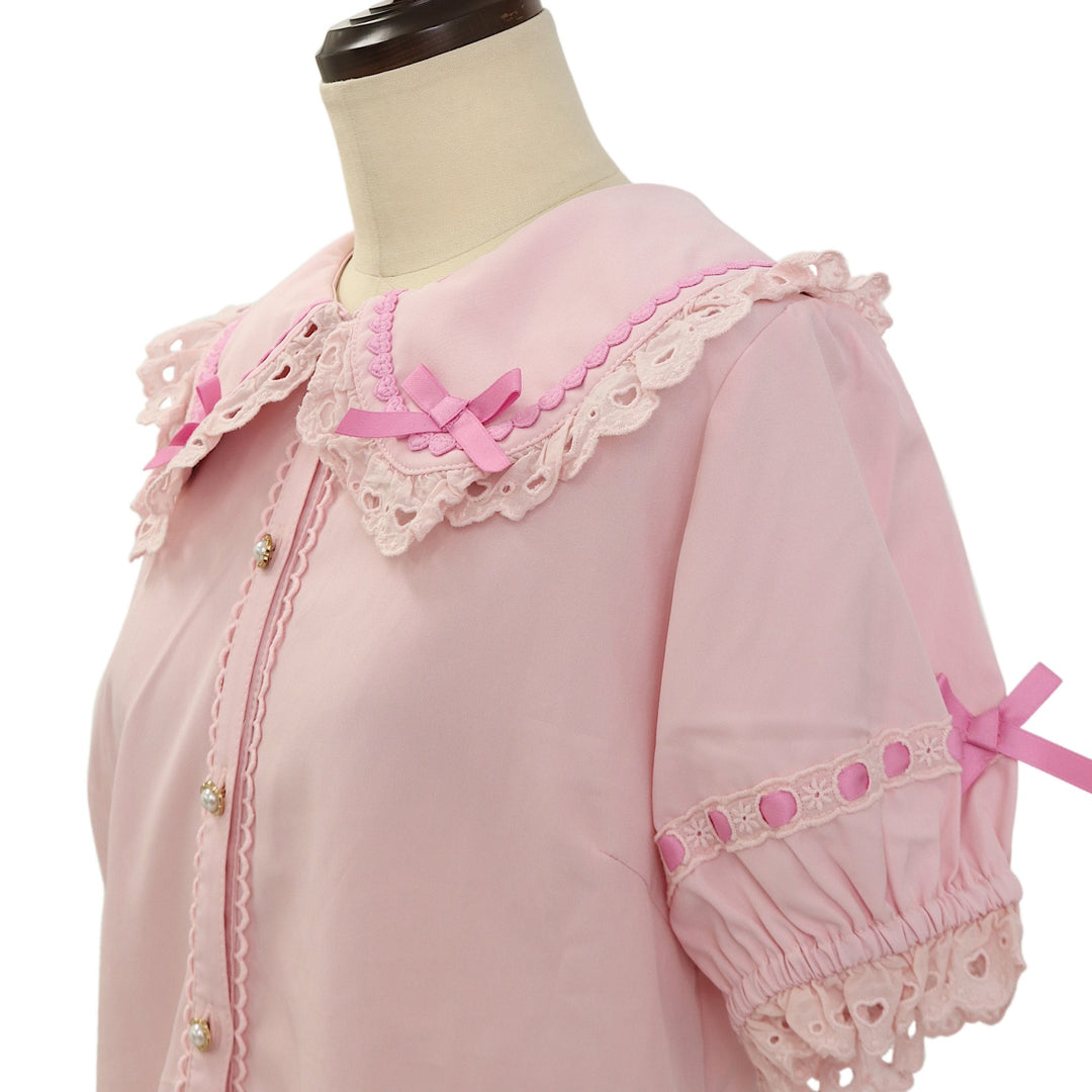 USED】【axes femme kawaii/Mサイズ】梯子レース半袖ブラウス